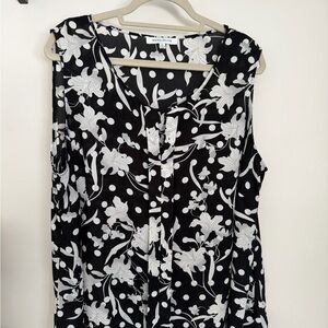 Rose & Olive Black and White Floral Blouse and teal and red